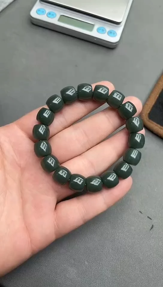 手串未镶嵌和田玉纯天然新疆且末孔雀蓝12