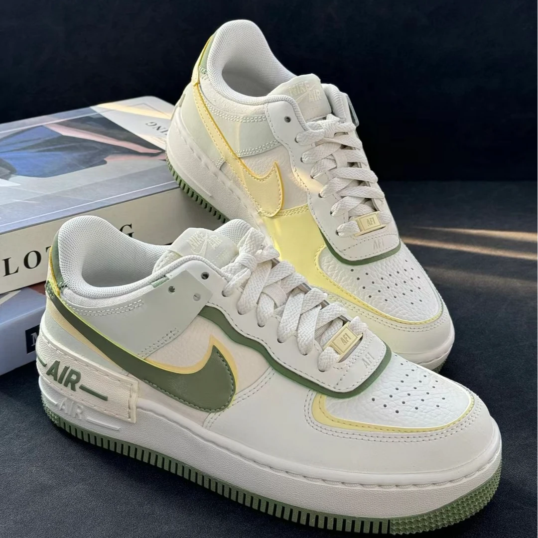 NIKE耐克Air Force 1 LOW 女款白绿色低帮运动休闲板鞋官方正品
