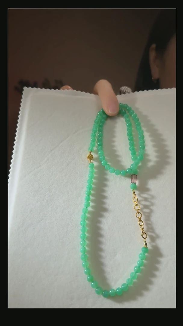 玛瑙/玉髓项链18K金镶嵌天然澳玉项链