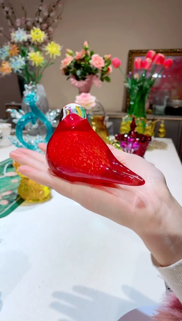 【闪购商品】琉璃手工艺品红色小鸟