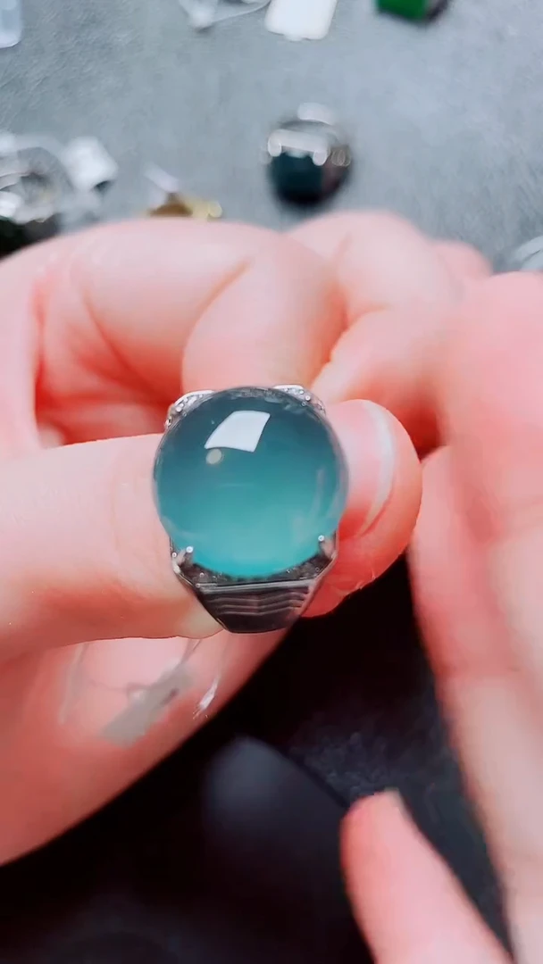 银S925镶嵌戒指翡翠翡翠