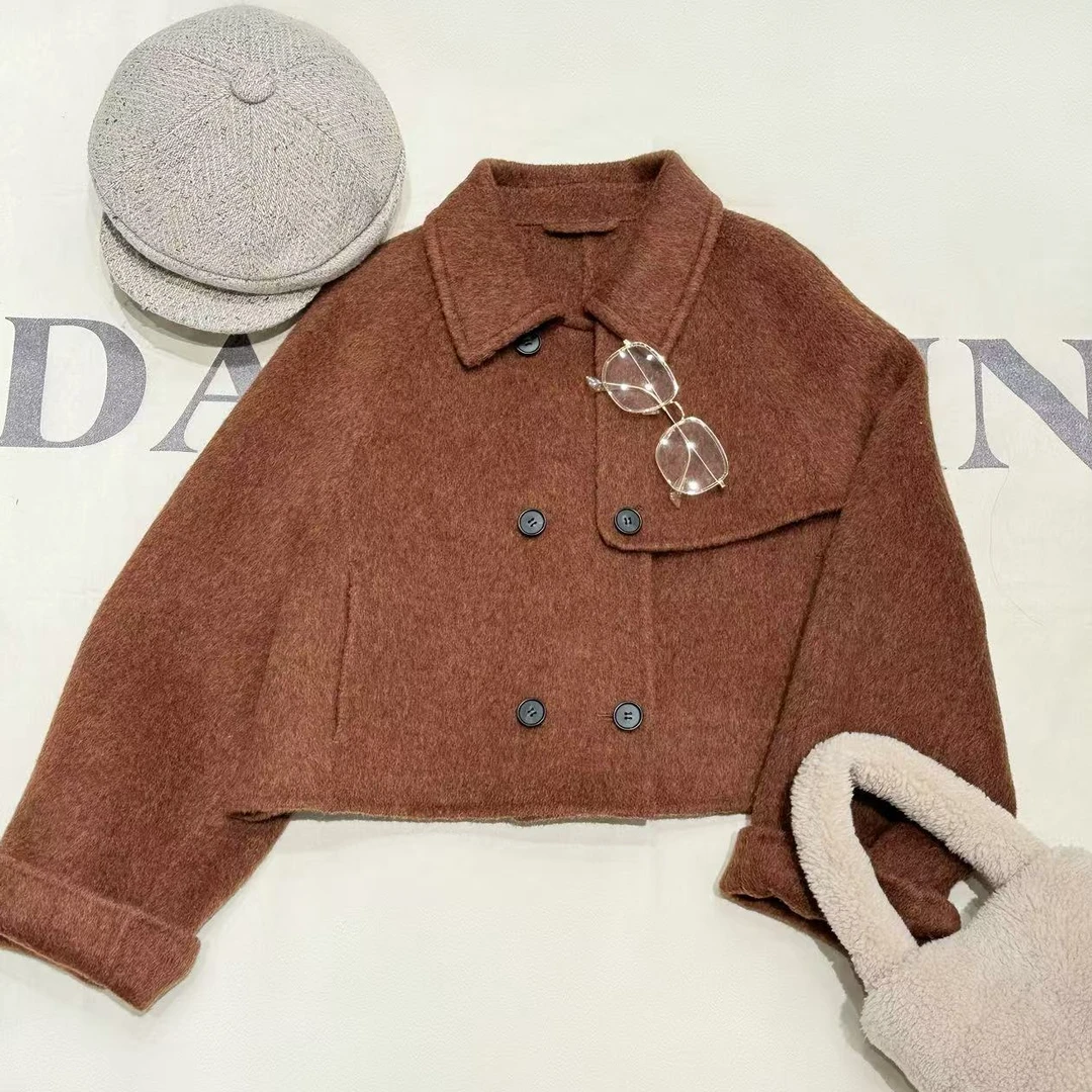 [68岁小姐姐]牦牛绒洋气时尚复古短款小个子双面羊 毛大衣YNA 058