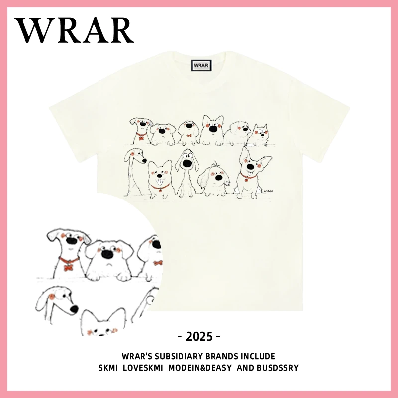 【两排狗狗】新品潮流圆领透气宽松T恤情侣半袖动漫印花1