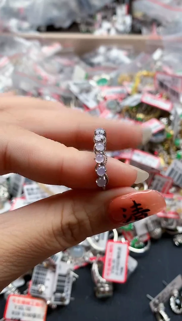 银S925镶嵌戒指翡翠天然A货缅甸翡翠