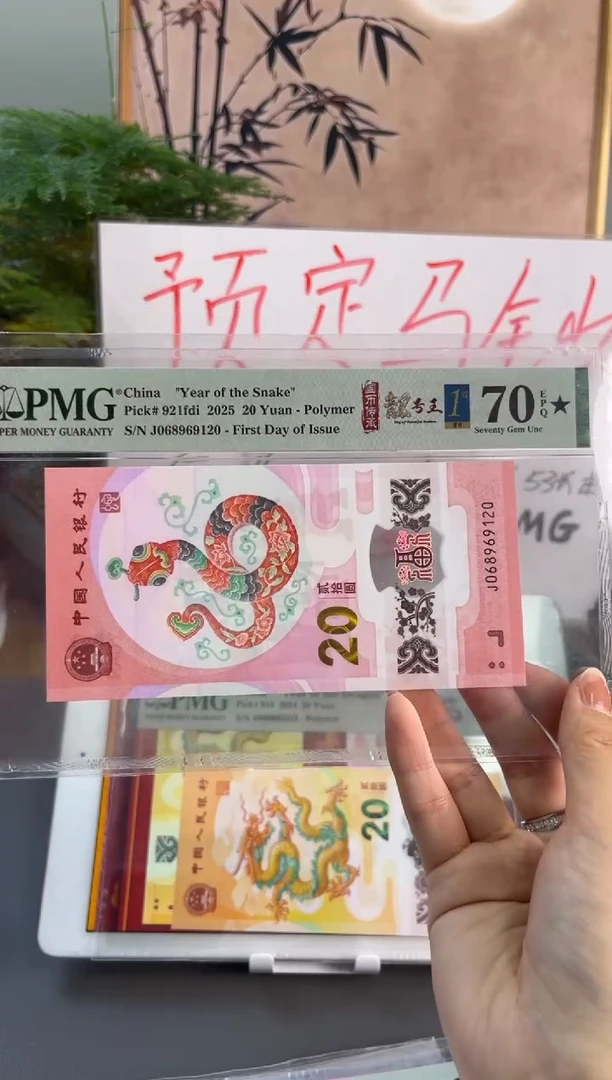塑料蛇钞朦胧号满分PMG 70分 J068969120