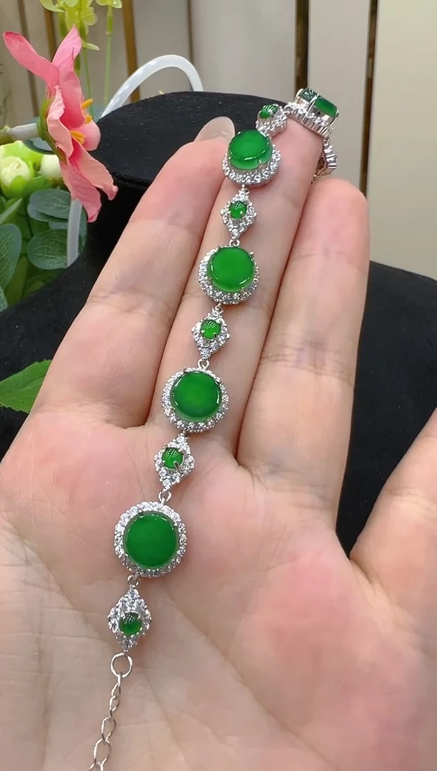 银S925镶嵌手链翡翠多样性团购发一件