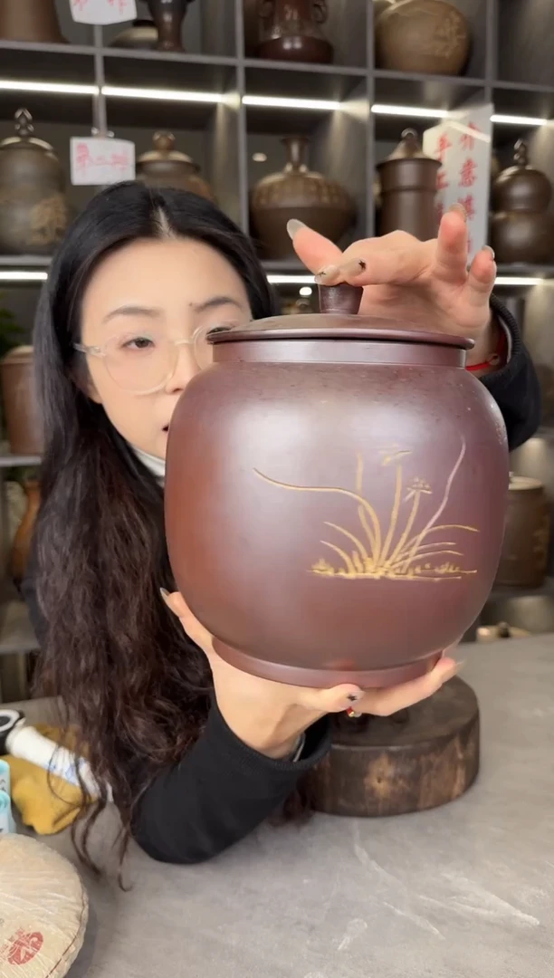 【闪购商品】罐本陶手作坭兴陶1斤装茶叶罐微瑕