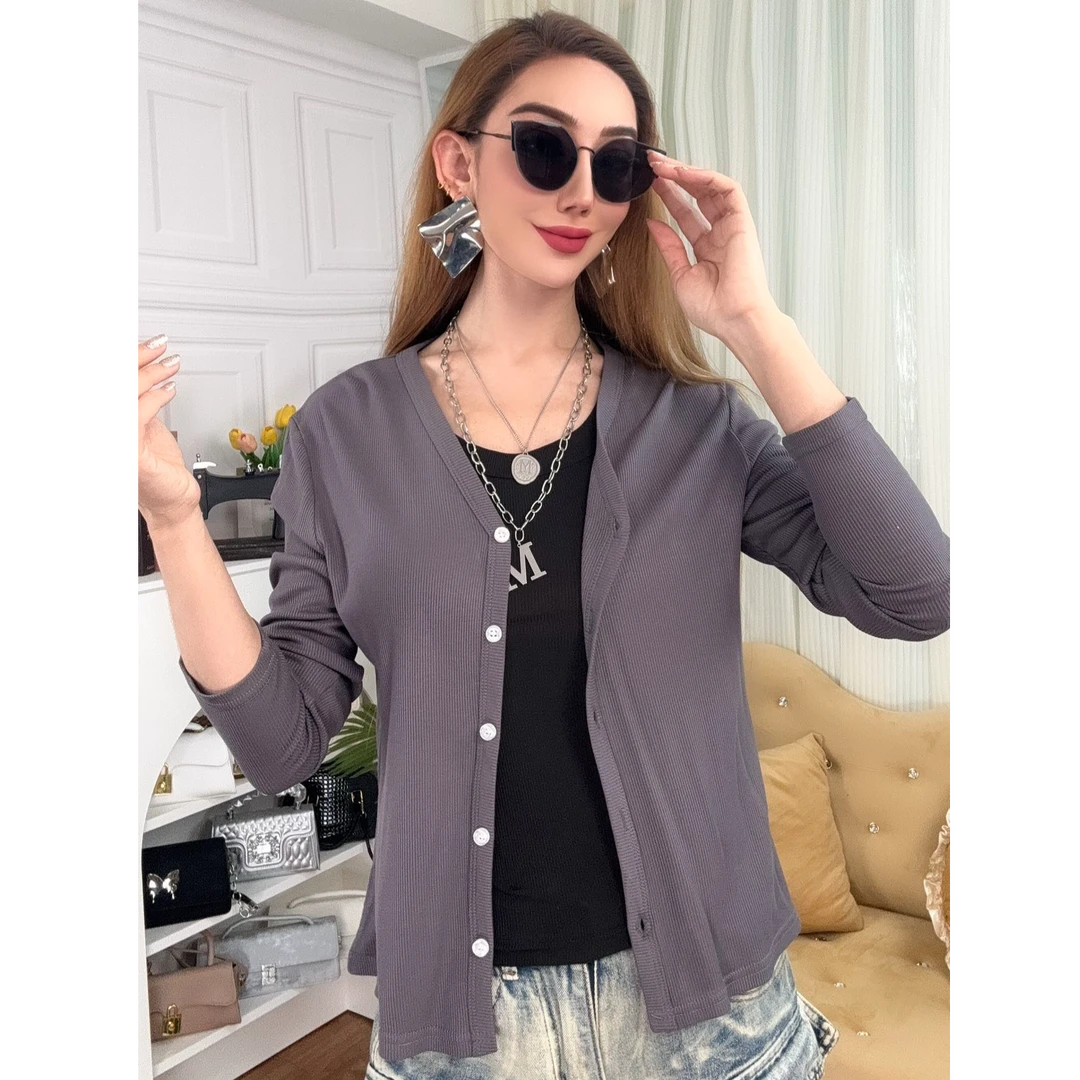 216-开衫春秋女装宽松打底衫时尚宽松型薄款夏季常规款短款秋季