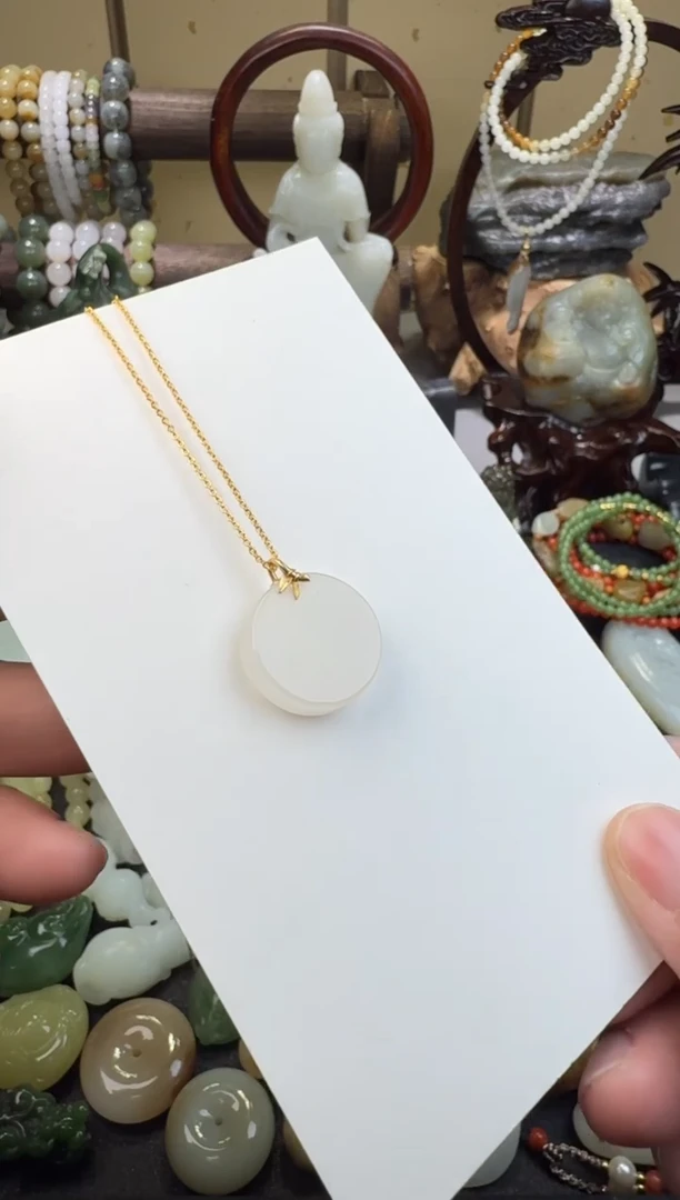 吊坠(不含链)18K金镶嵌和田玉和田玉