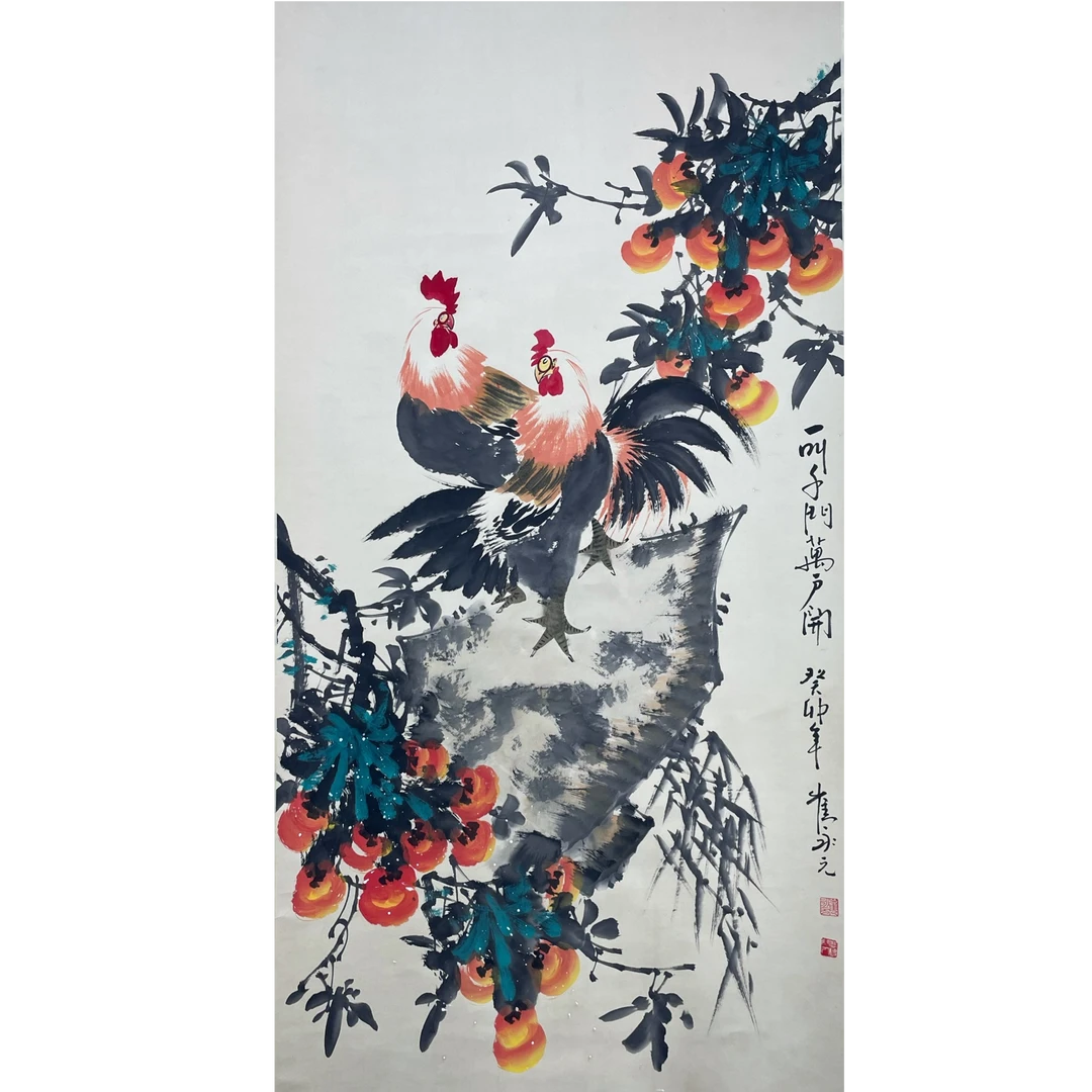 崔永元 鸡立轴 136*68cm 约 8.3平尺