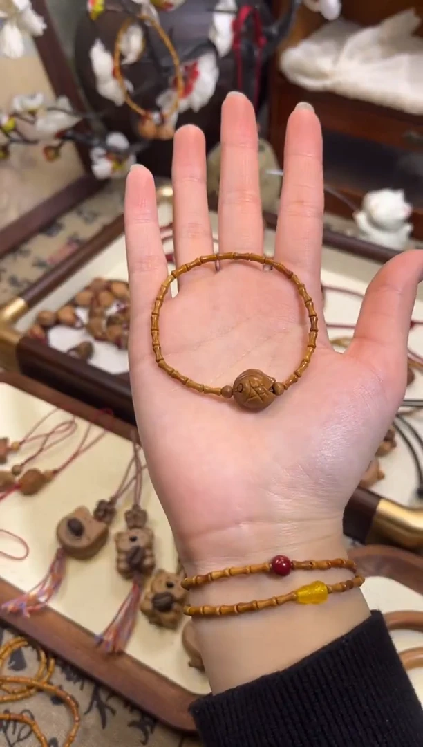 手串桃核【桃缘行】竹节「锦鲤」桃木桃核辟、挡、驱、护 备注手围