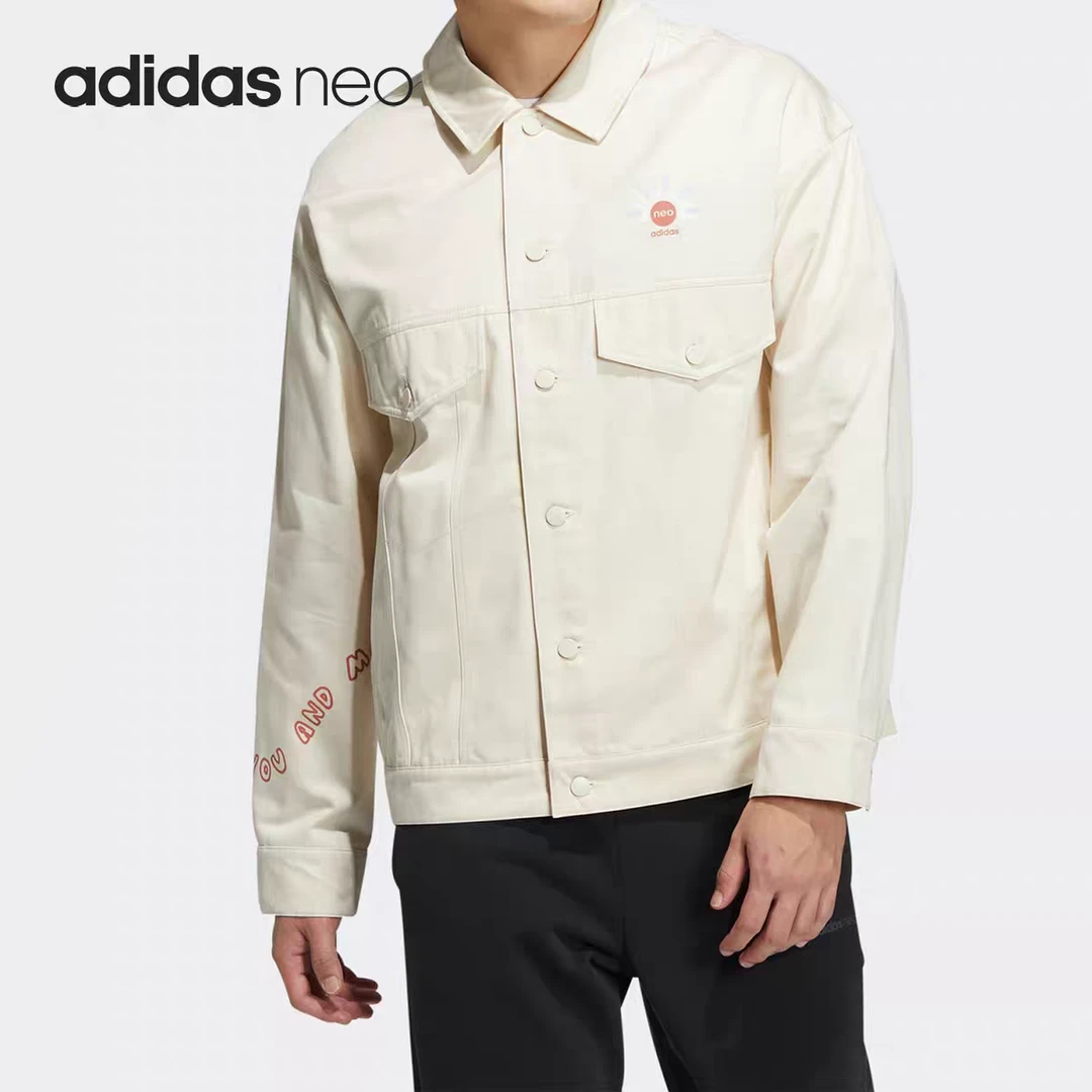 Adidas/阿迪达斯正品Neo春秋款男女运动休闲翻领夹克外套HM7435