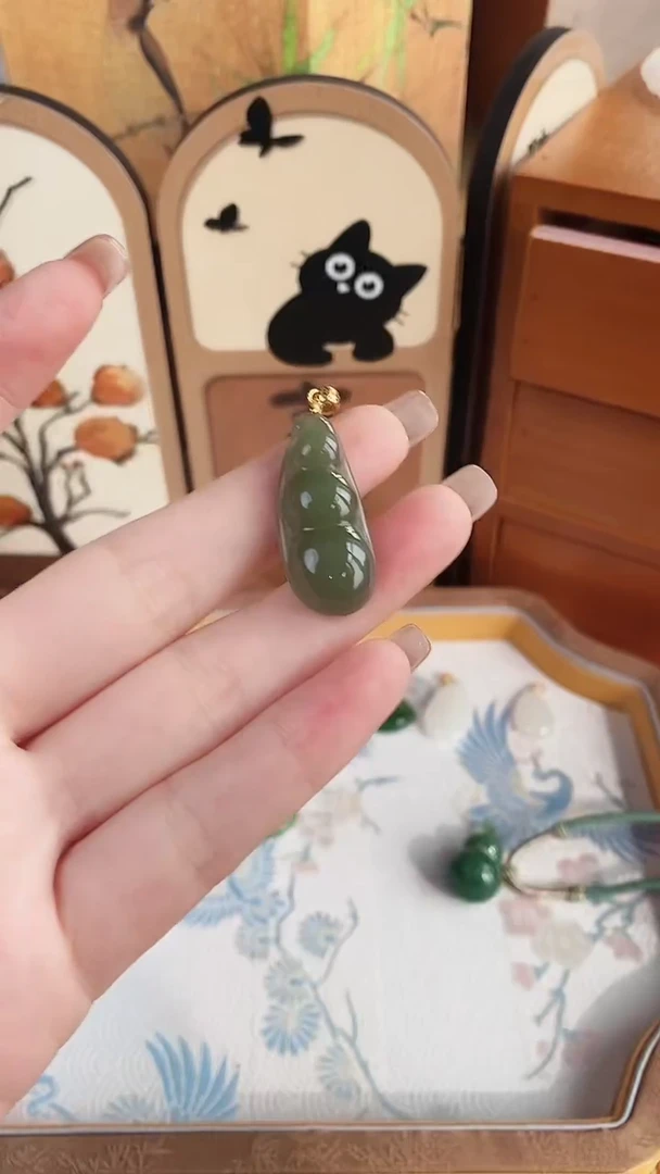 颈饰银S925镀金镶嵌和田玉FS