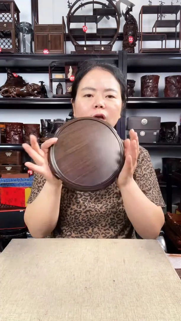 木大卷边圆老李红木工艺品