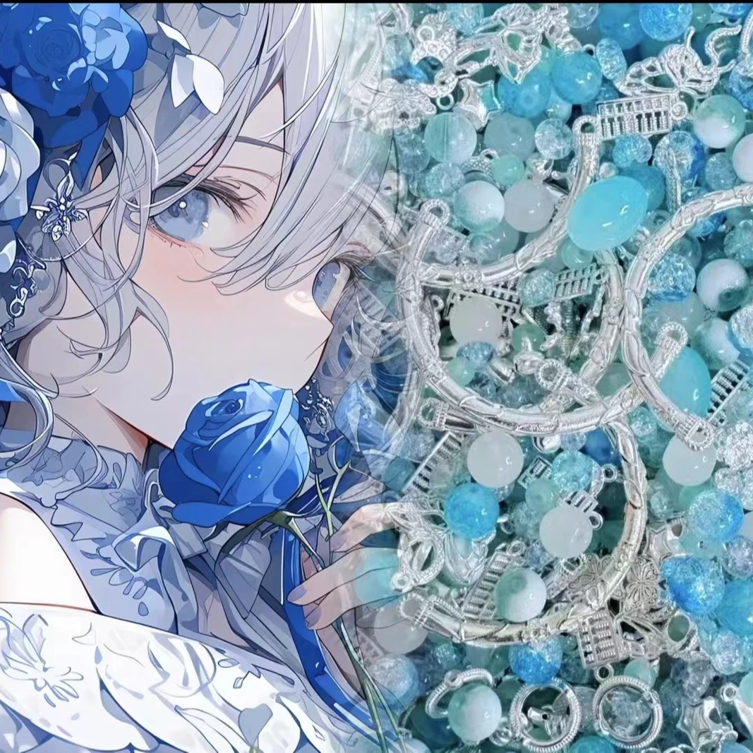 （浮力蓝）DIY琉璃珠珠半成品饰品DIY精选琉璃珠混款爆花玉碎透珠