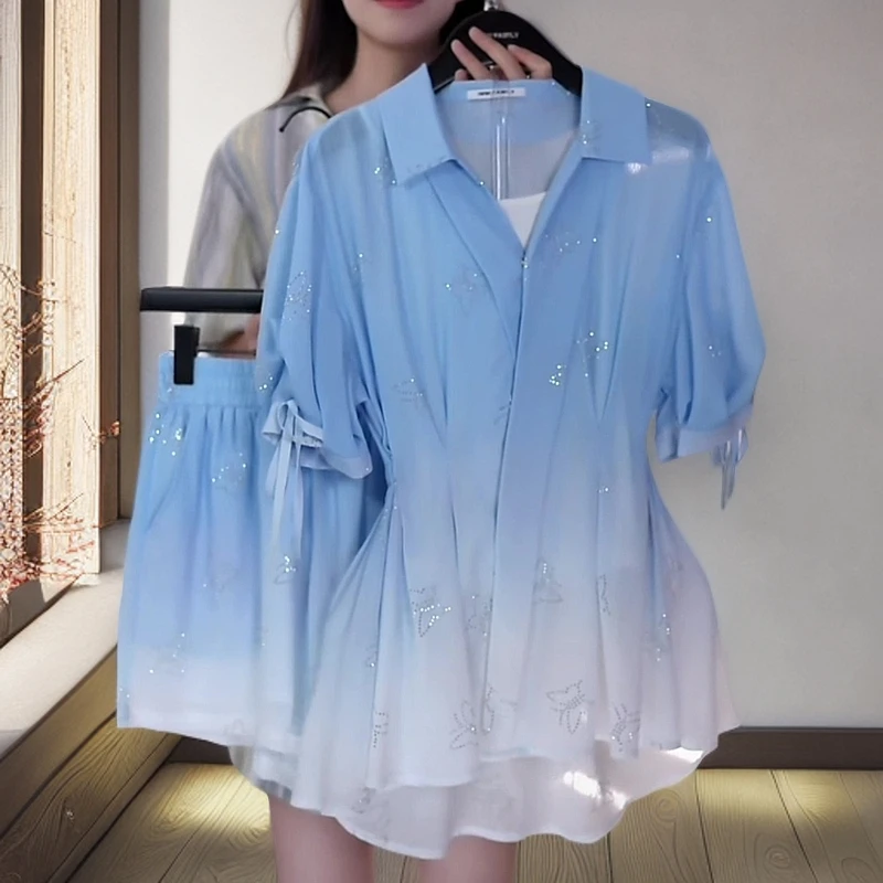 欧货短袖衬衫女装2025夏季新款爆款收腰设计款气质修身超好看上衣