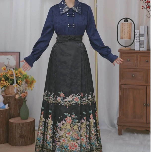 揽风华【玄夜】原创设计汉服马面裙上衣新中式