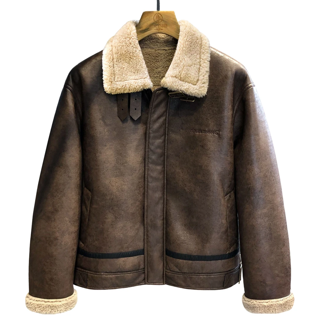 尼因基鲁重磅皮毛一体羊羔绒棉服外套男士派克服冬季保暖夹克男款