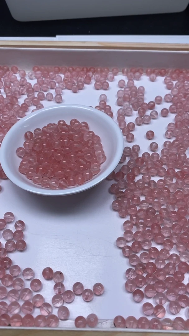 未镶嵌珠宝半成品水晶B1049 西瓜晶6mm30个6.8元