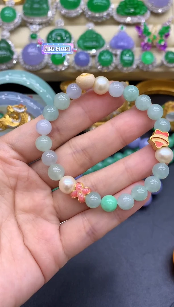 足金镶嵌手链翡翠268-中国好珍宝