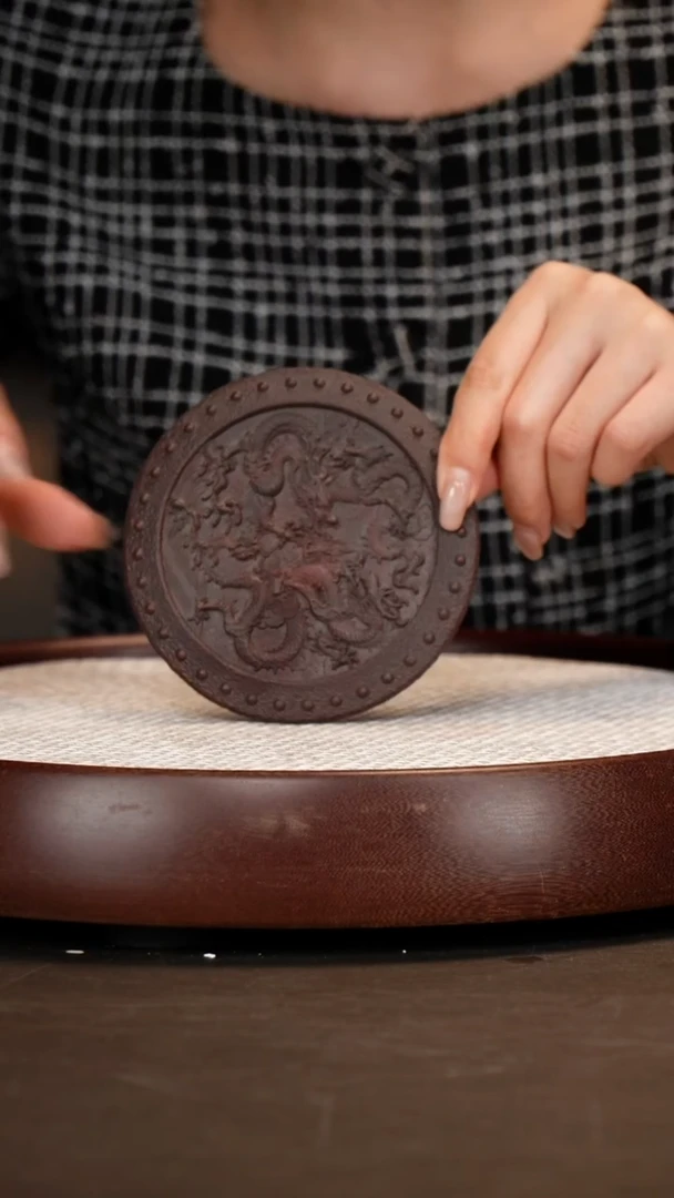 紫砂茶具古铜泥双龙杯垫