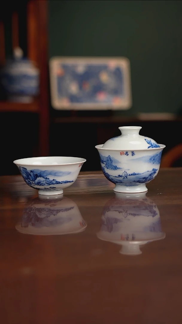 雨****妹晓月柴窑 山水一套