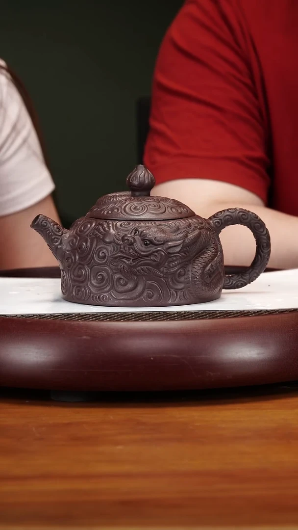 茶壶紫砂76YXM赤龙幻彩老紫泥500cc