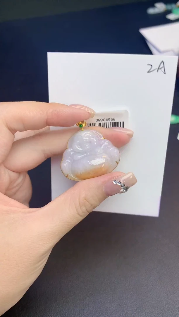 颈饰18K金镶嵌翡翠天然缅甸a货翡翠