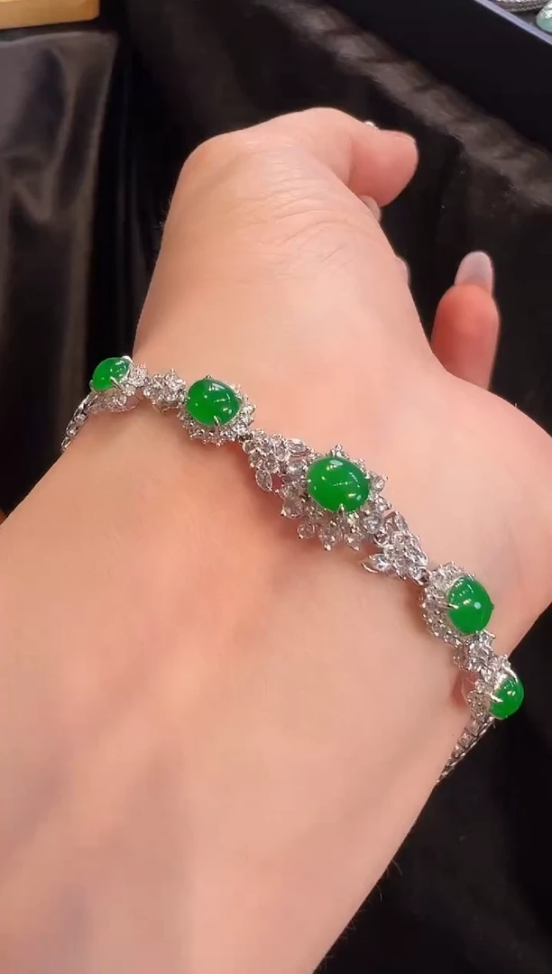 【闪购商品】翡翠手链18K金镶嵌手链