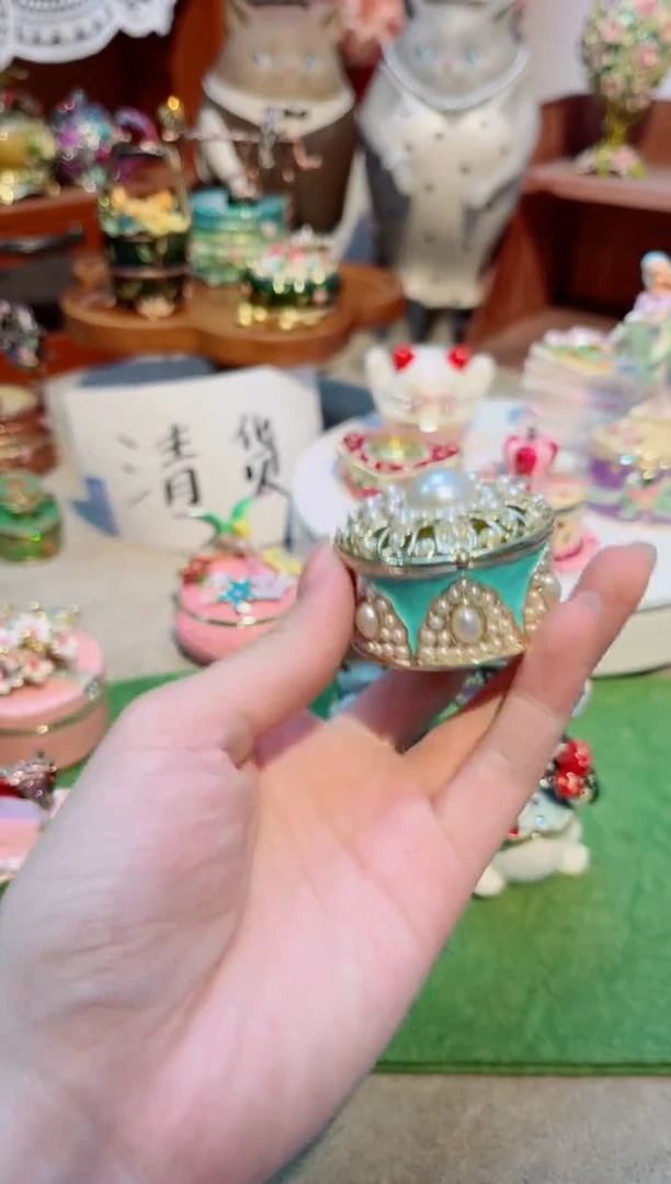 瓷片福利微瑕中古款高质珐琅彩合金摆件首饰盒
