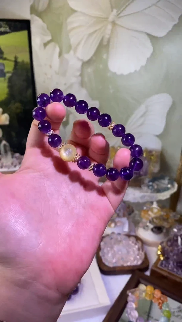未镶嵌手串水晶乌拉圭紫金锂云母设计款