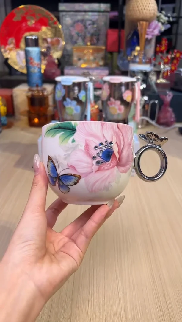 49皇冠陶瓷带钻早餐杯-对图