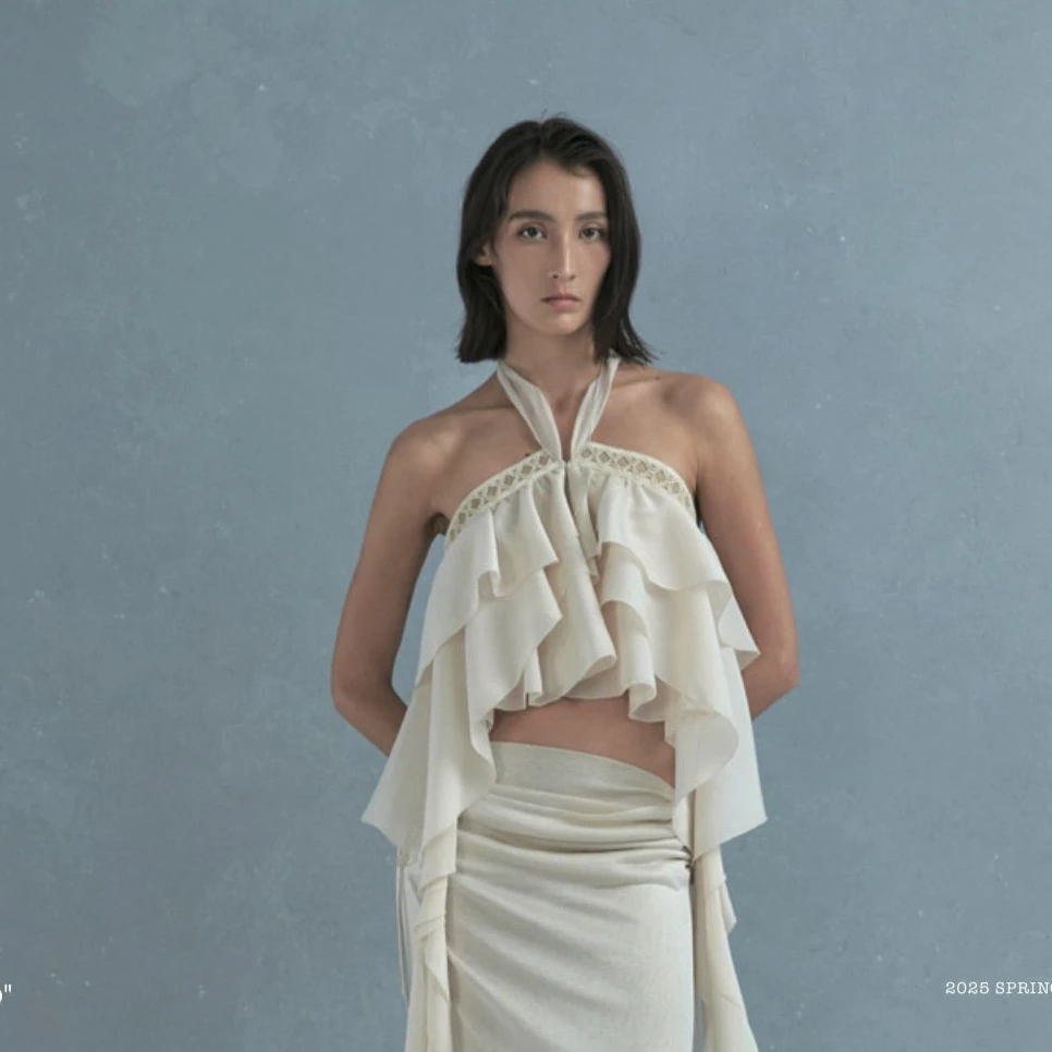 CELLO SONATA荷叶边挂脖上衣