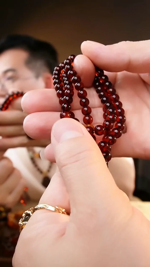 裸石琥珀未镶嵌6+天然花珀3圈弹力绳