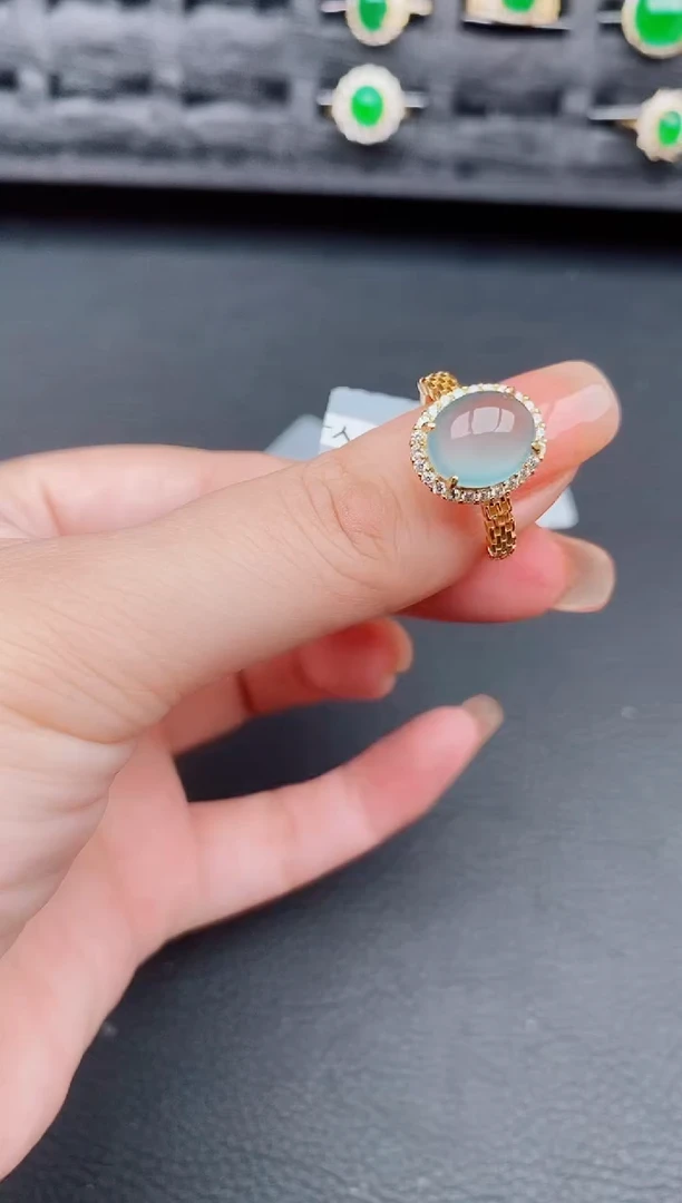 翡翠戒指银S925镶嵌天然a货翡翠266