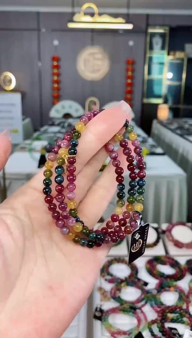 老矿碧玺三圈手串5mm+未镶嵌碧玺hon多样性发货一条