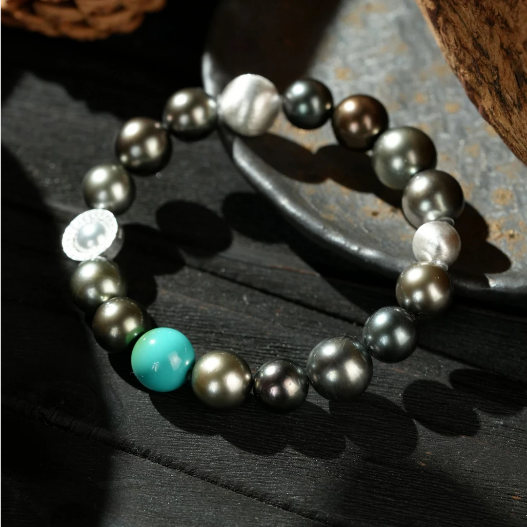 【壹芳珠宝】天然大溪地海水珍珠大小珠手串9-11mm