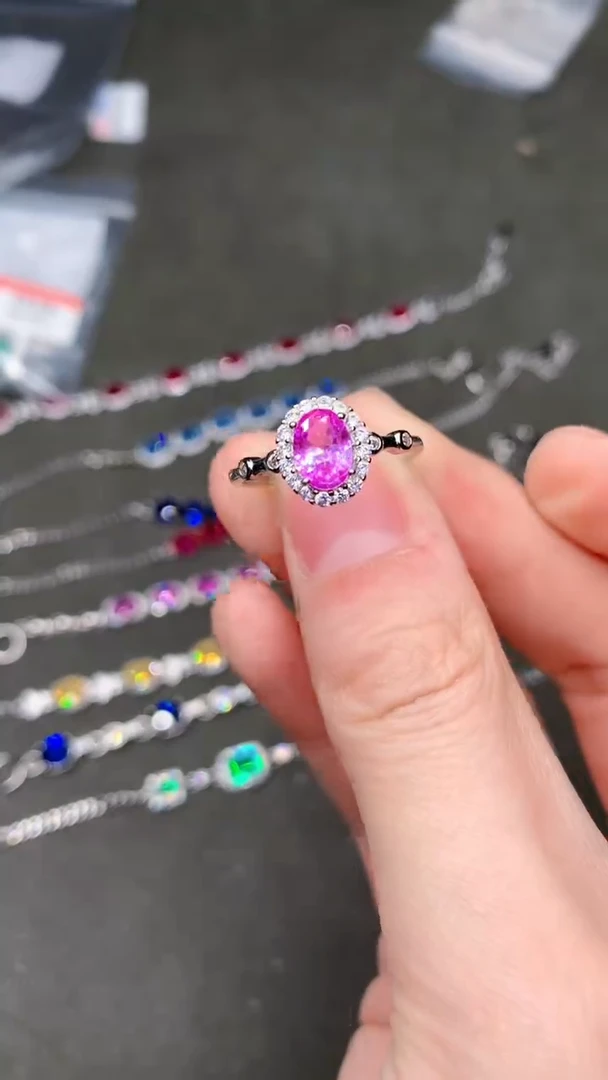 【闪购商品】彩色蓝宝石戒指银S925镶嵌.......