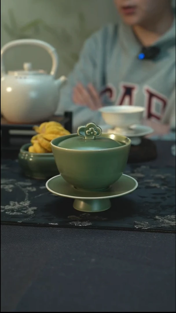 盖碗全品 邛窑青瓷 祥云盖碗