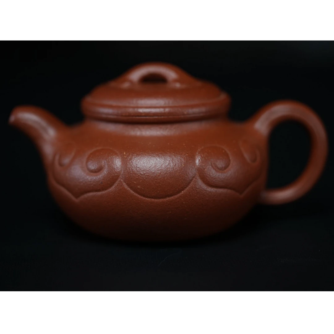 集砂源  仿古如意壶  约250毫升 宝山纯红降坡泥黄龙山原矿紫砂壶