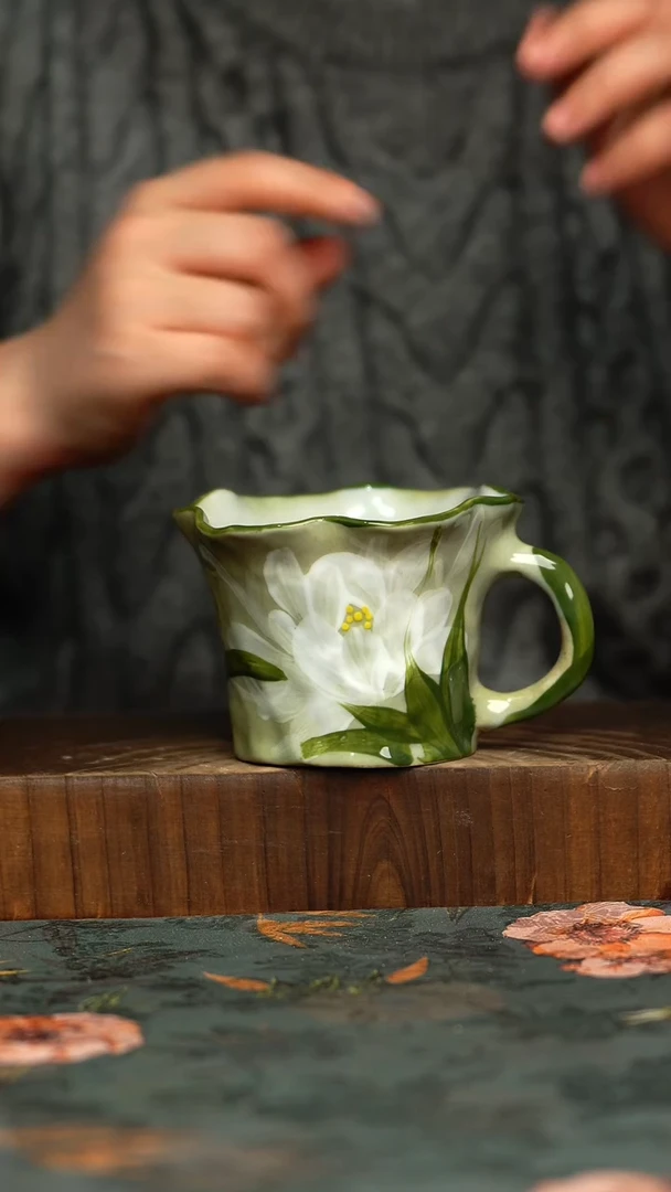 杯釉下彩手工手绘同款陶器