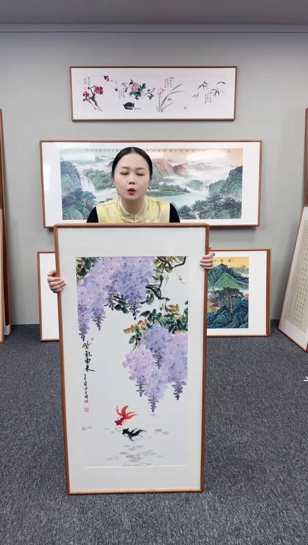 国画紫气东来120*60手绘作品