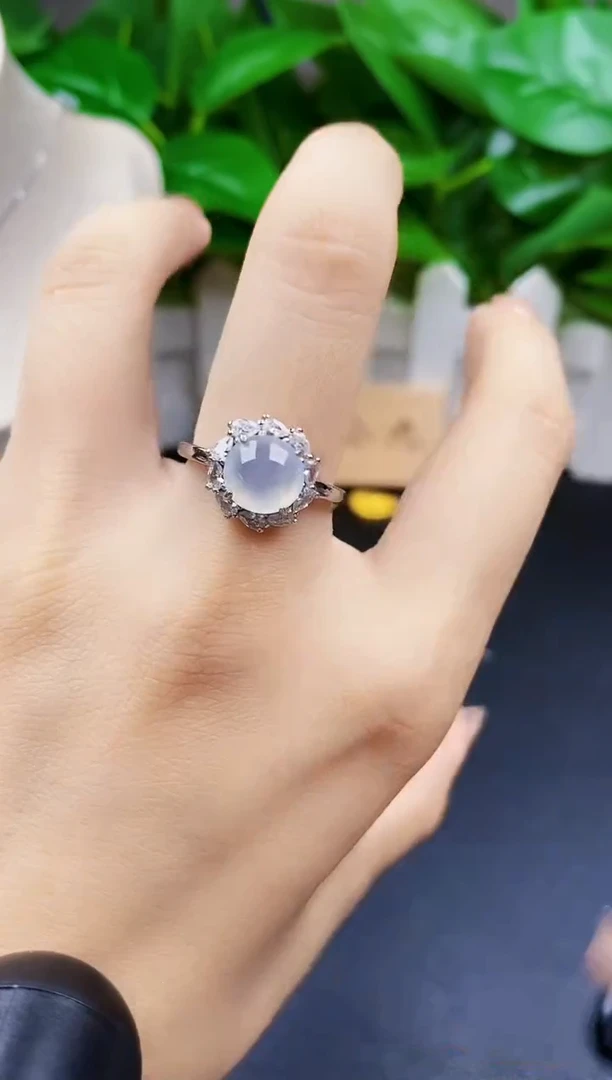 翡翠戒指银S925镶嵌12