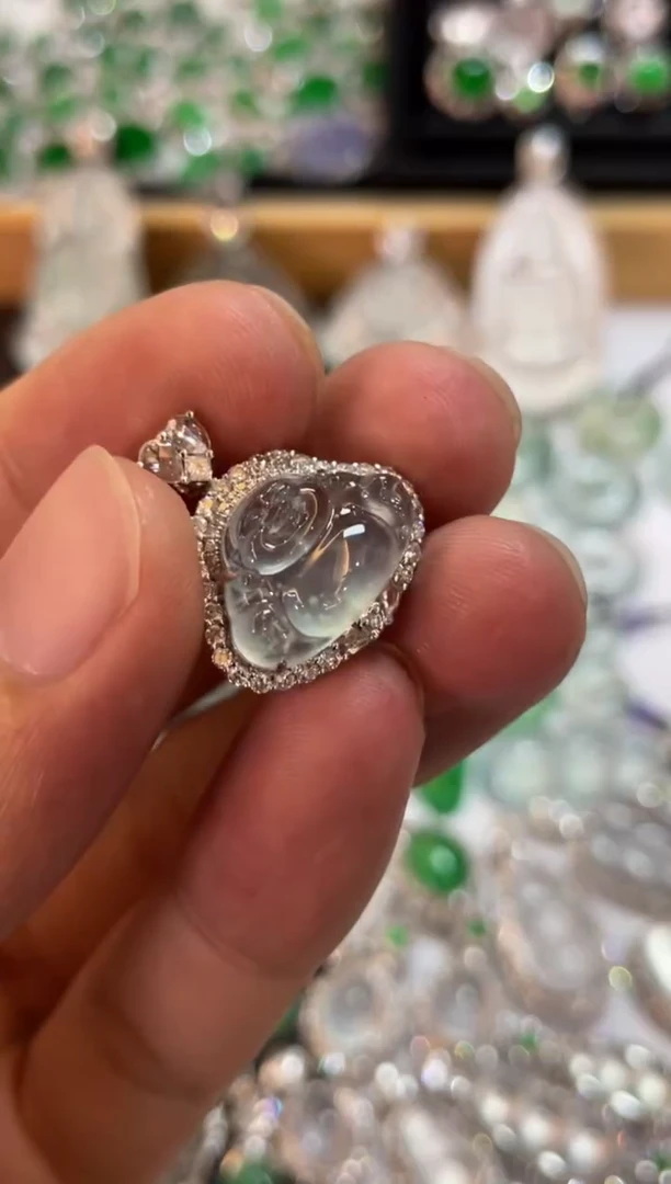 翡翠18K金镶嵌吊坠(不含链)佛公