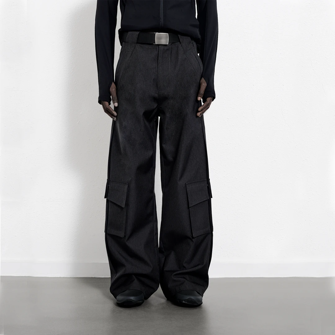 BEVAN UP|牛仔肌理  防水工艺侧开多口袋直筒长裤 BV2883