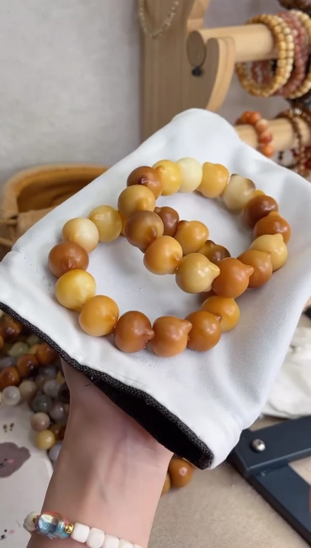 菩提根/象牙果手串溏心猫干磨猫头19mm手串现穿