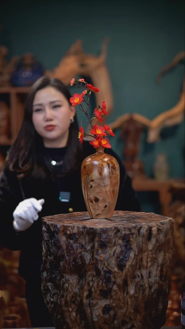 【闪购商品】枣木雷击枣木梅瓶