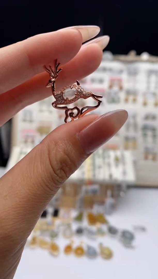 翡翠戒指银S925镶嵌天然A货翡翠