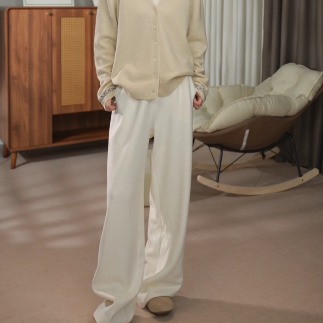 XIYUE 羊毛阔腿裤女秋季2025新款高腰宽松慵懒风休闲裤XA4KZ025