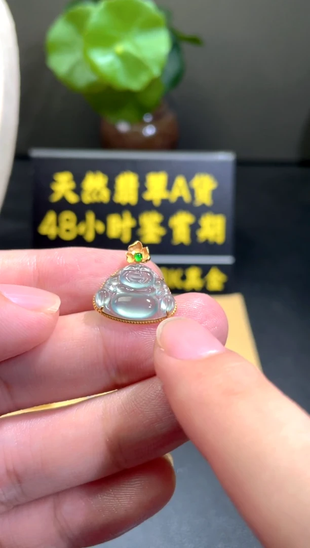 颈饰18K金镶嵌翡翠翡翠A货